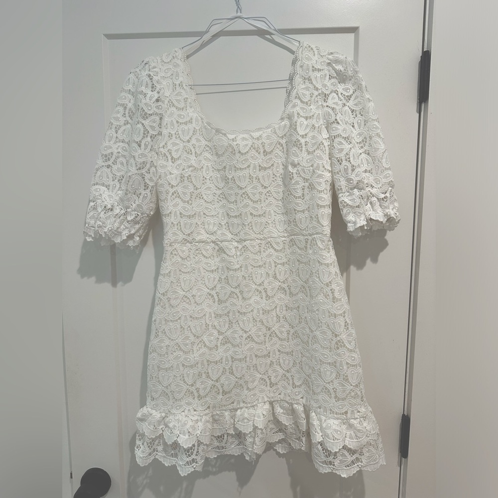 Perfect for brides!! Darling white heart lace mini dress